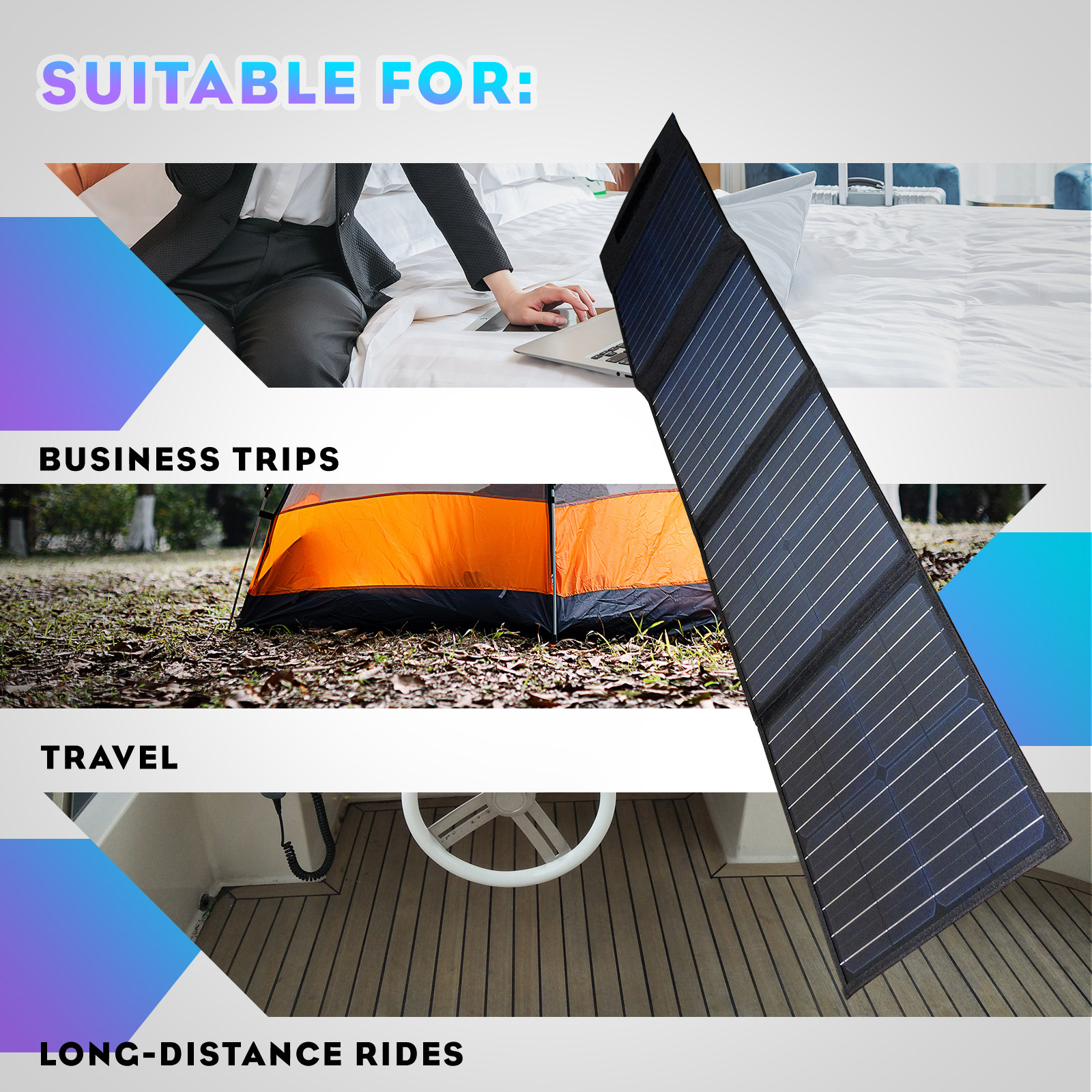 12V 250W 200W 160W 120W Folding Solar Panel Blanket Solar Mat Kit